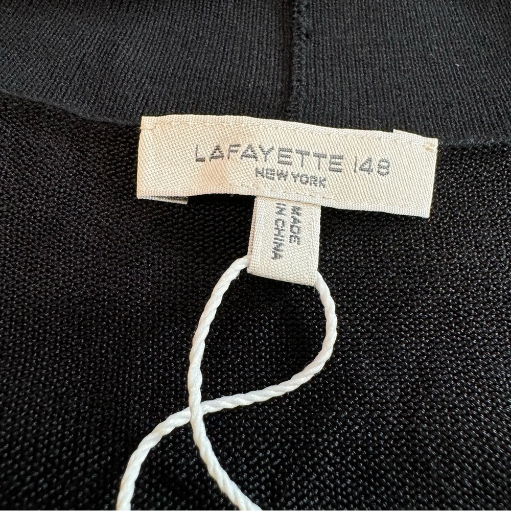 Lafayette 148 Long Cardigan Duster Size 1x Open Front Black - Picture 4 of 10